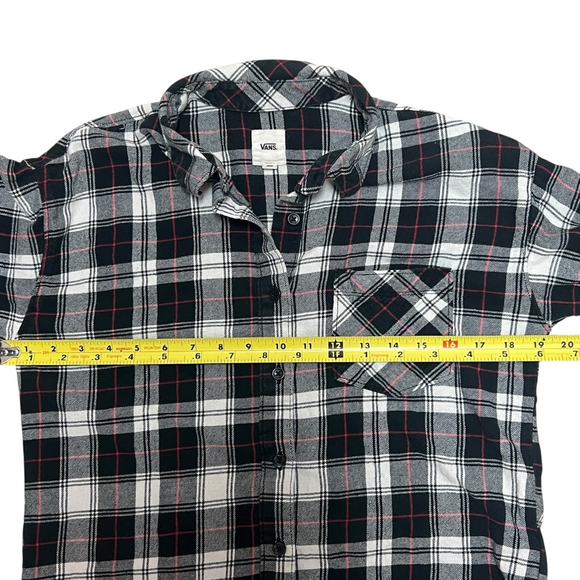 Vans Black Red Plaid Flannel Button Up Long Sleeve Shirt Size Small - Picture 5 of 12